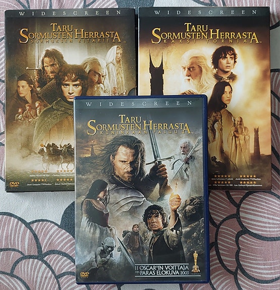 Taru Sormusten Herrasta DVD-elokuvat 3 kpl