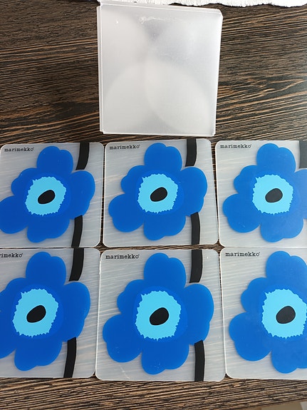 Marimekko, sininen Unikko lasinaluset