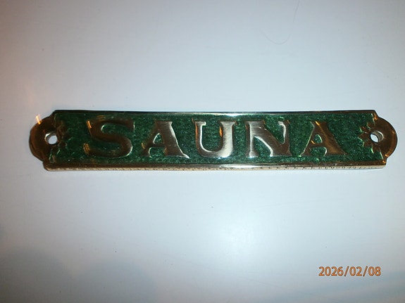 Sauna-kyltti mesinkiä vihreä-kulta noin 14 cm