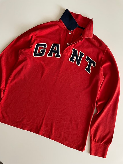 GANT punainen rugby shirt kauluspaita M