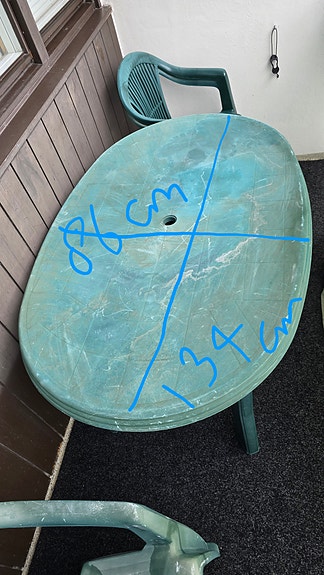 Let's give Plastic table and 4 chairs