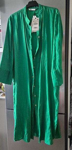 Zara Linen Collection pellava paitamekko / kesämekko M-L vihreä