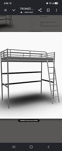 IKEA Svärta metallinen parvisänky tikkailla