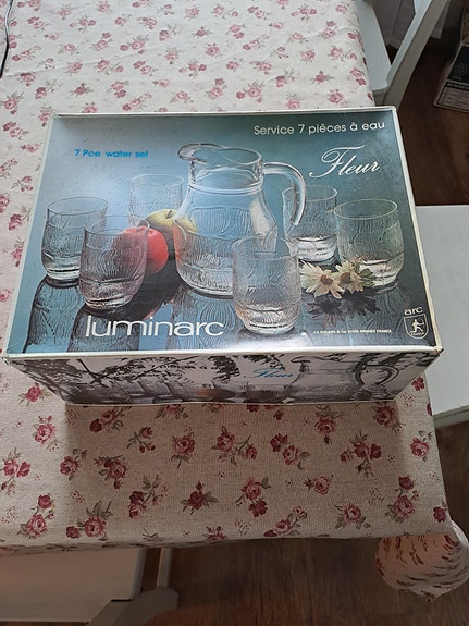 Luminarc Fleur juomasetti, kannu ja lasit