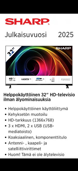 Sharp 32" HD TV 32HAJ2E