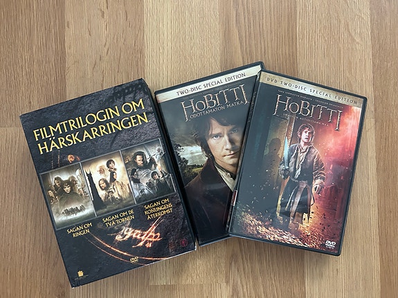 Taru sormusten herrasta -trilogia ja Hobitti -elokuvat DVD