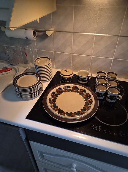 Arabia ruija astiasto lautaset ja kupit