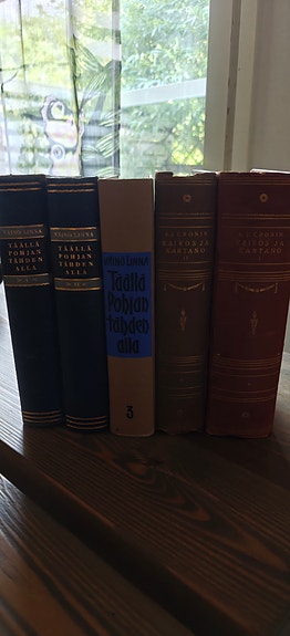 Täällä pohjantähden alla trilogia osat 1-3 
Kaivos ja kartano osat 1-2
Hinta 25e