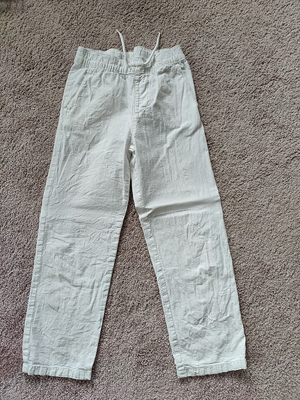 KappAhlin valkoiset pellavahousut, koko 134cm