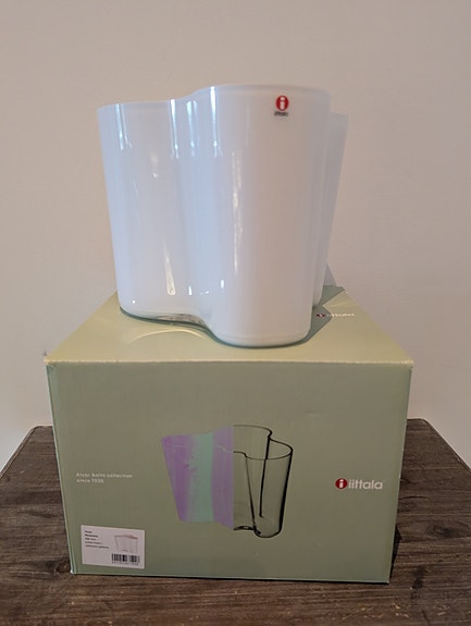 Iittala Aalto maljakko 160 mm valkoinen - pellava