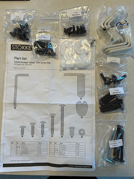 Stokke Sleepi mini V2 ruuvit