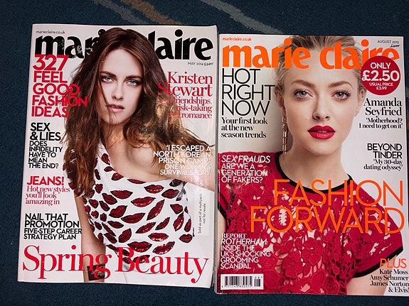 Marie Claire -lehdet Kristen Stewart ja Amanda Seyfried numerot