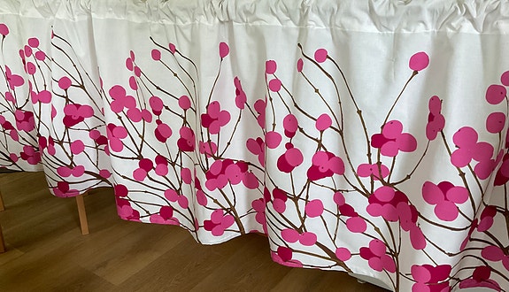Marimekko verhokappa valkoinen pinkki kuosi