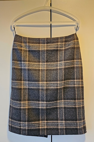 Global Essentials ruudullinen villasekoitehame koko 38