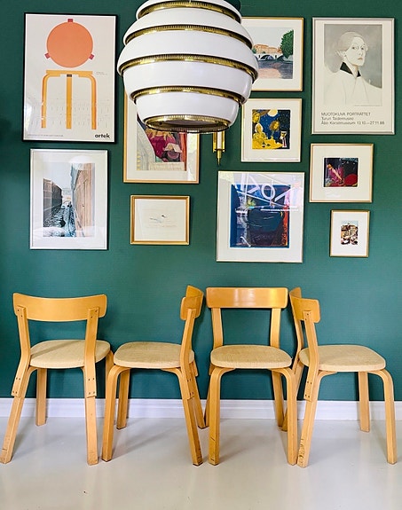 Artek Alvar Aalto 69 tuolit niiniverhoiltu istuin
