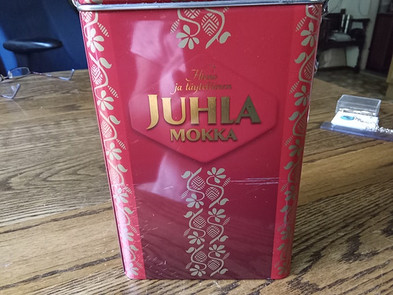 Juhla Mokka kahvipurkki metallinen punainen