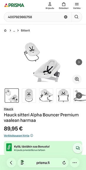 Hauck Alpha Bouncer Premium -sitteri, syöttötuoliin lisättävä
