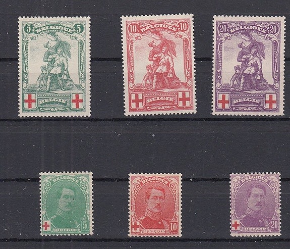 Belgia 1912 - Punainen Risti - OBP : 126/128 , 129/131