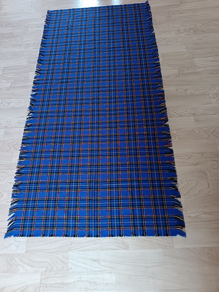 Ruudullinen huivi / shaali / pöytäliina sininen kirjava