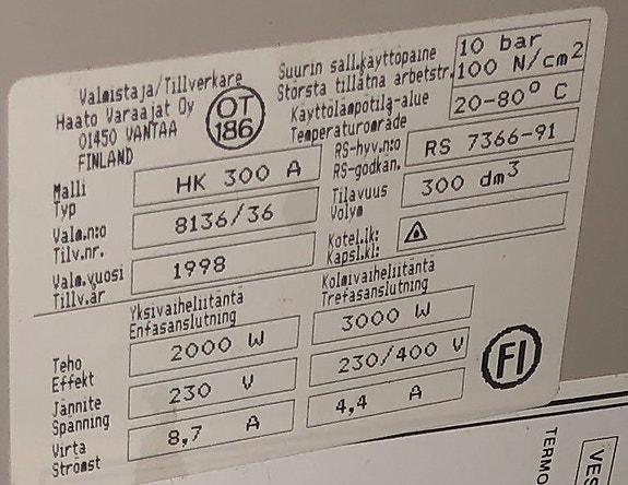 Haato 300 L lämminvesivaraaja