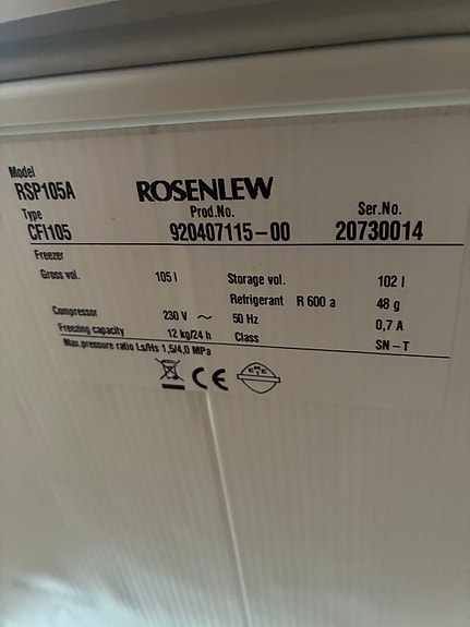 Rosenlew RSP105A arkkupakastin 102 l valkoinen