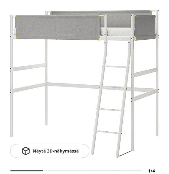 IKEA VITVAL parvisänky 90x200 valkoinen/harmaa