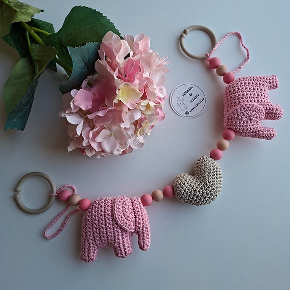 Virkattu norsu vaunulelu / kaukalolelu 🩷