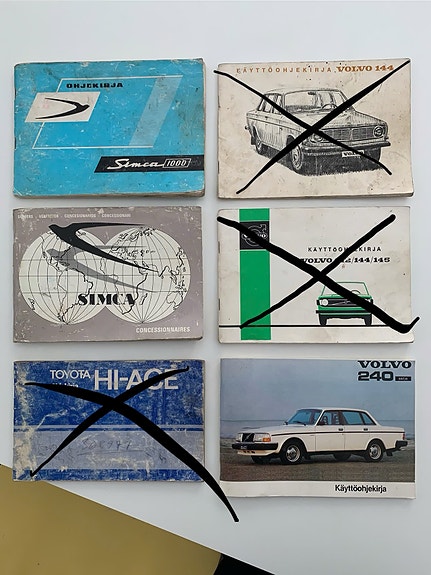 Käyttöohjekirjat Simca 1000, Volvo 240