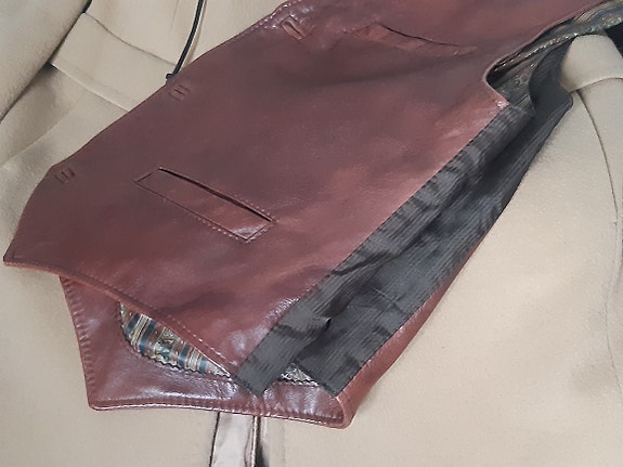 Vintage unisex miesten nahkaliivi herrainliivi liivi 80-luku 90-luku